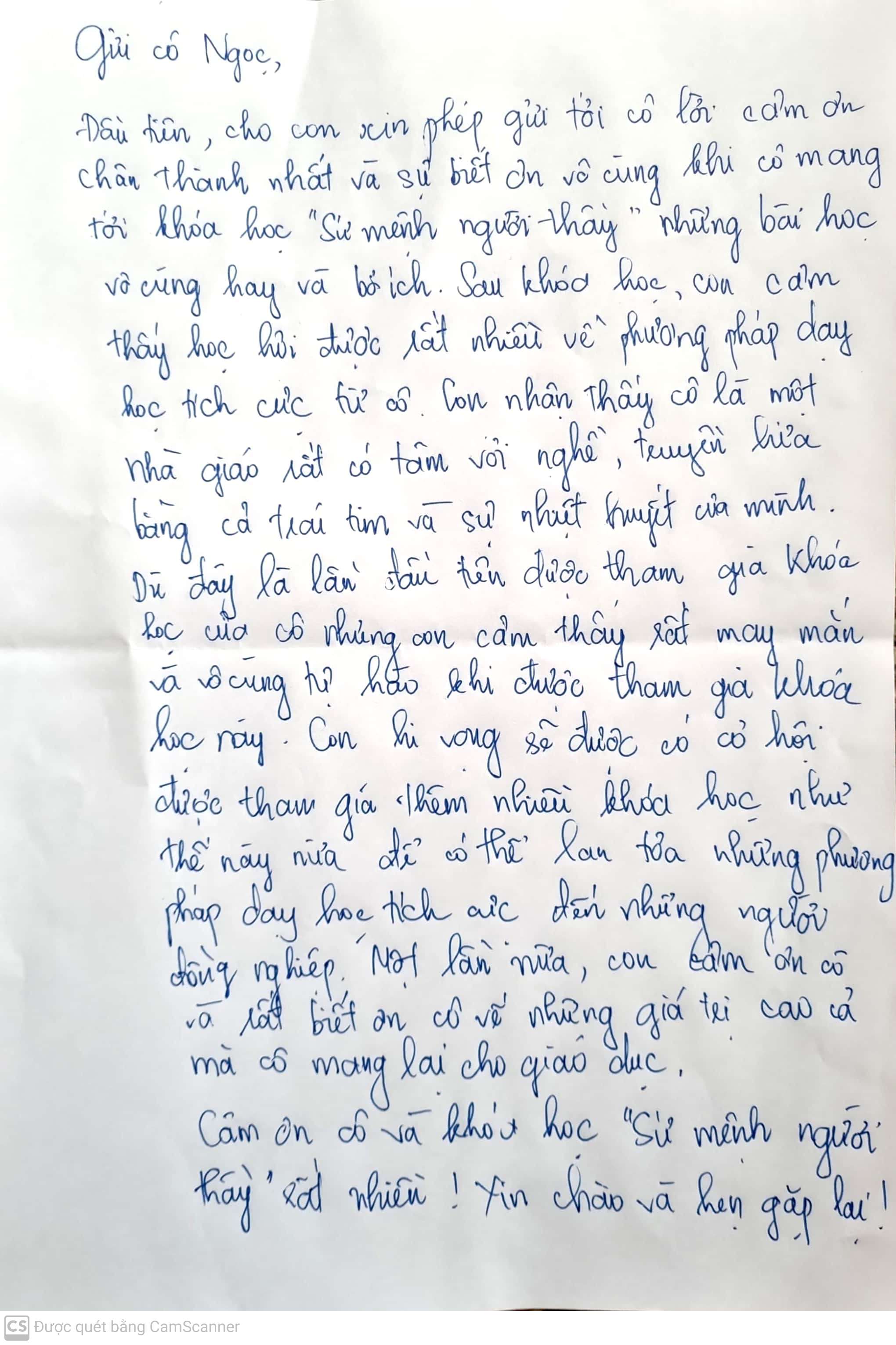 Thư viết tay học viên 16