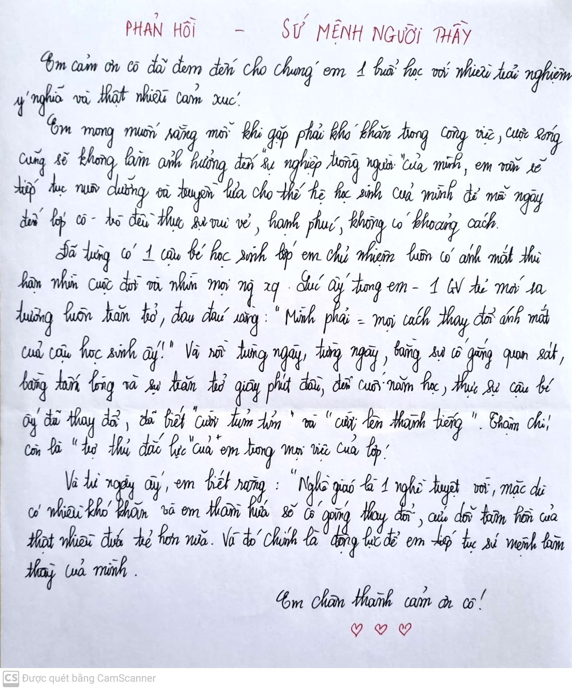 Thư viết tay học viên 17