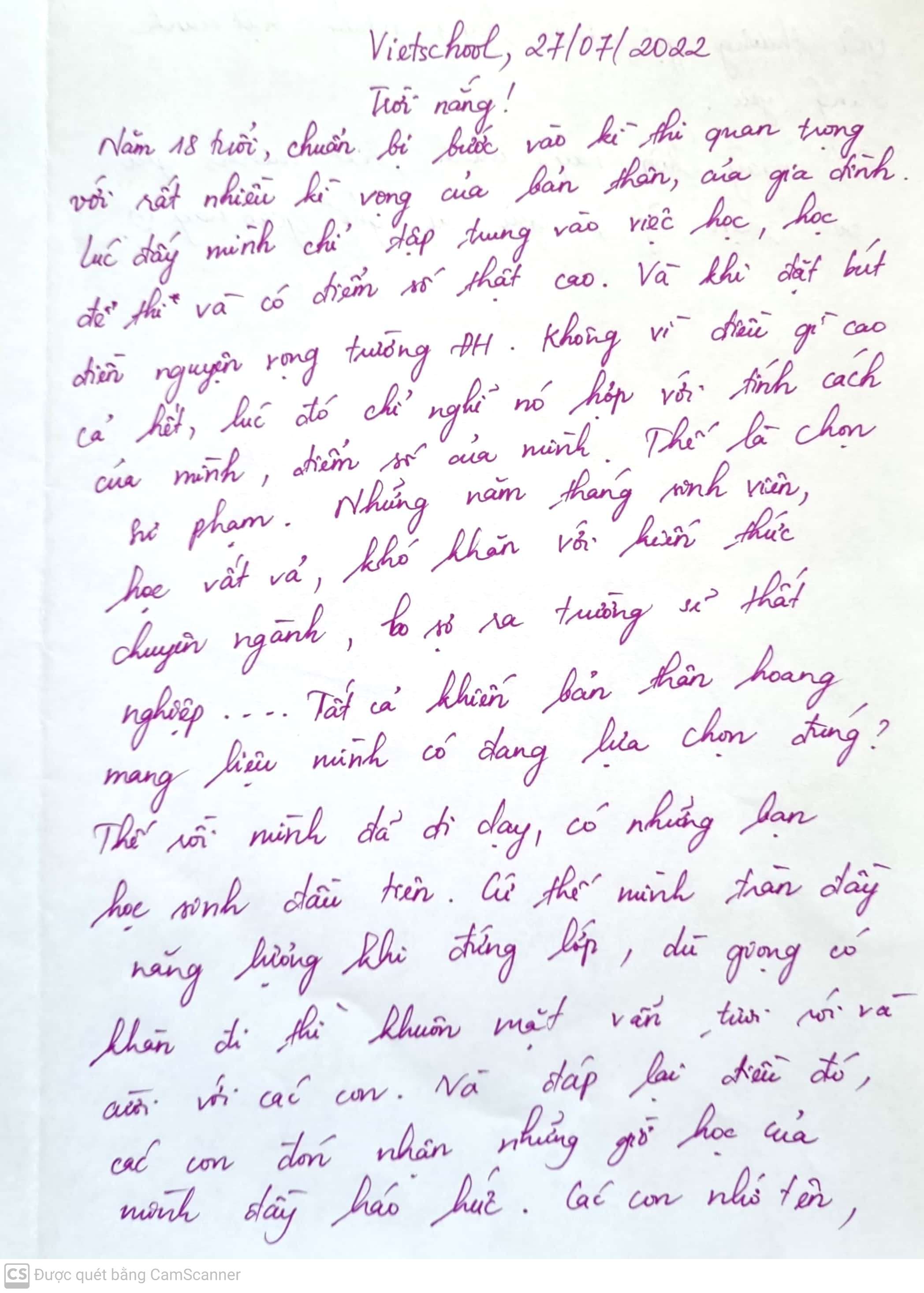Thư viết tay học viên 19
