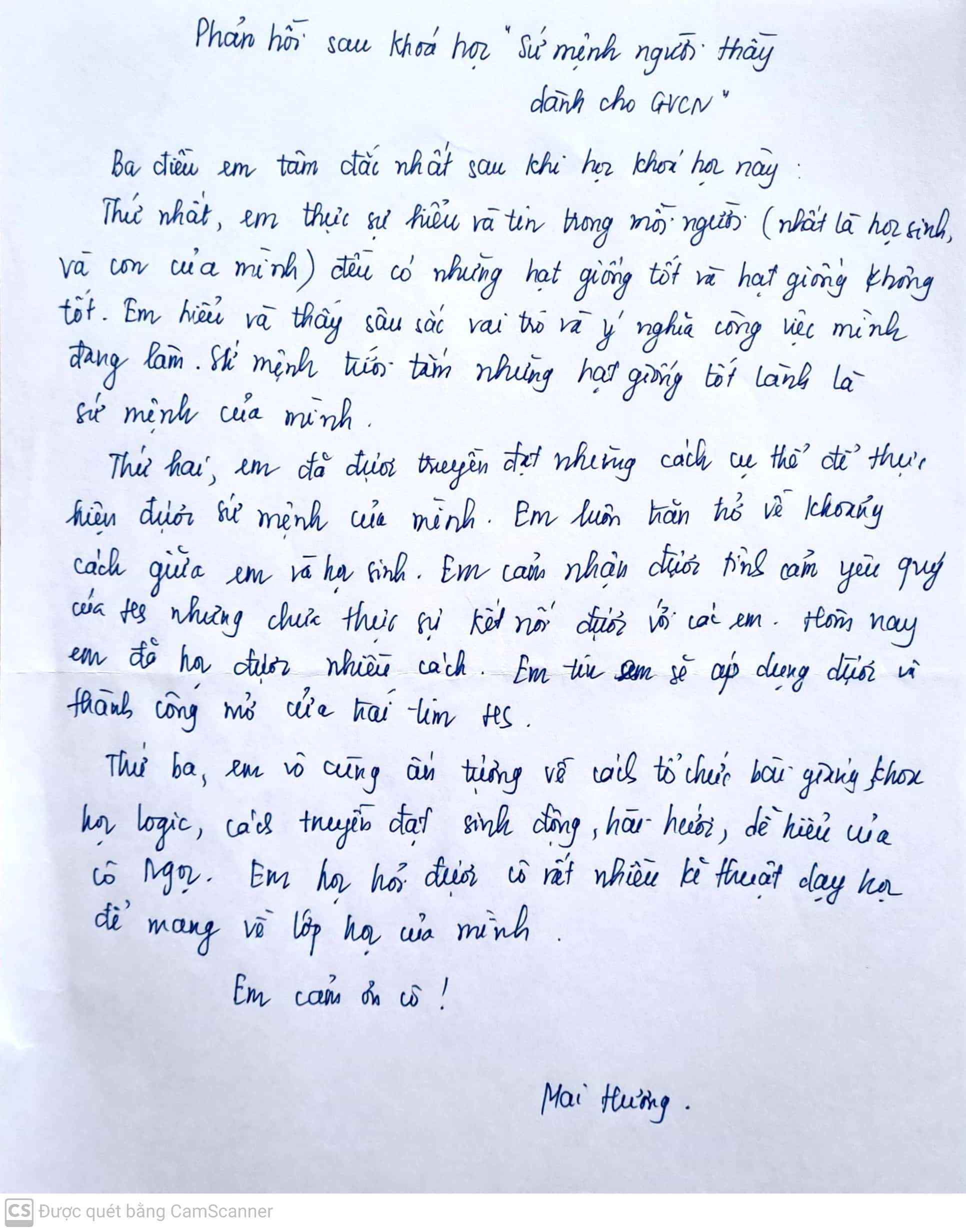 Thư viết tay học viên 20