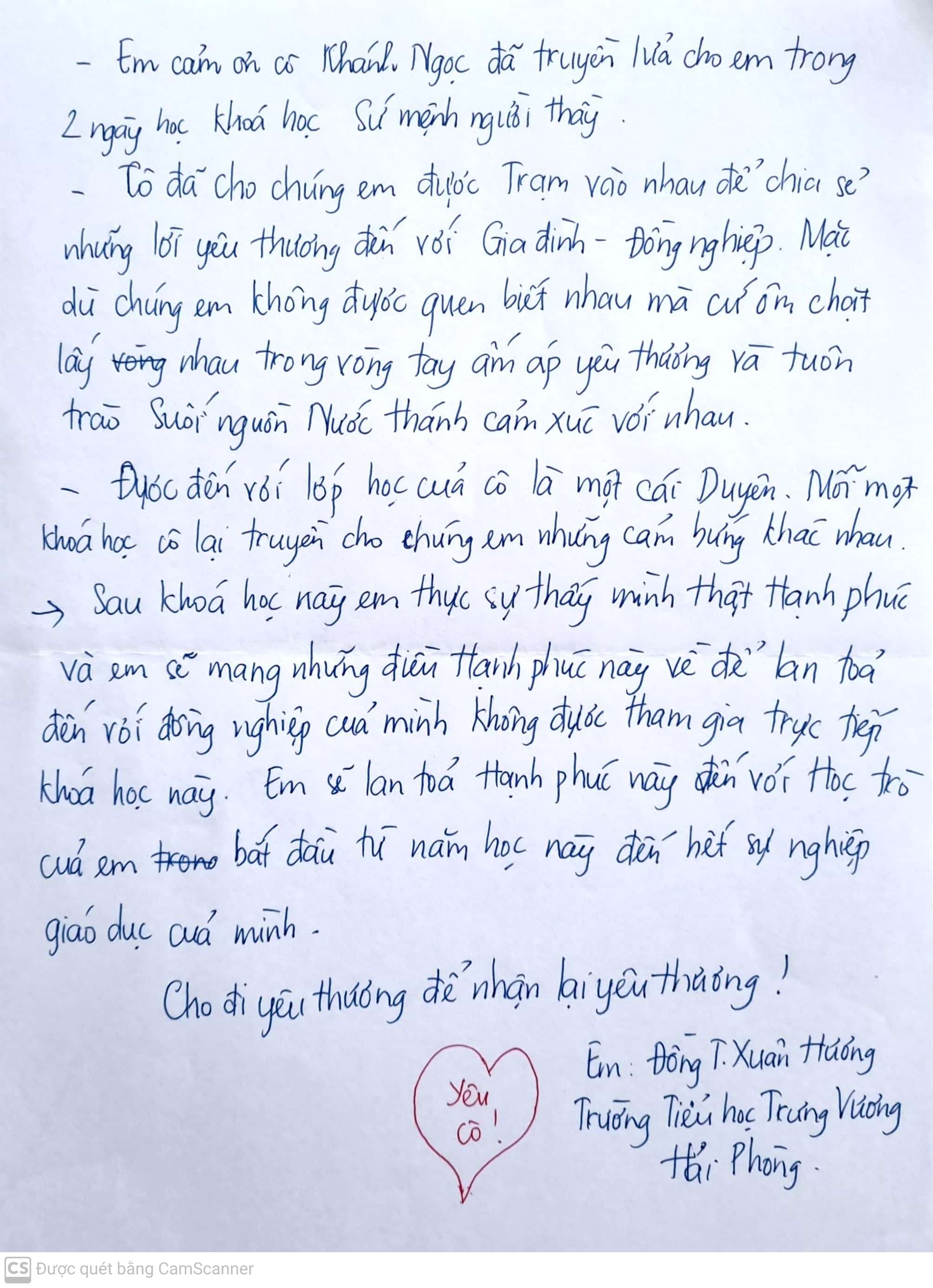 Thư viết tay học viên 21
