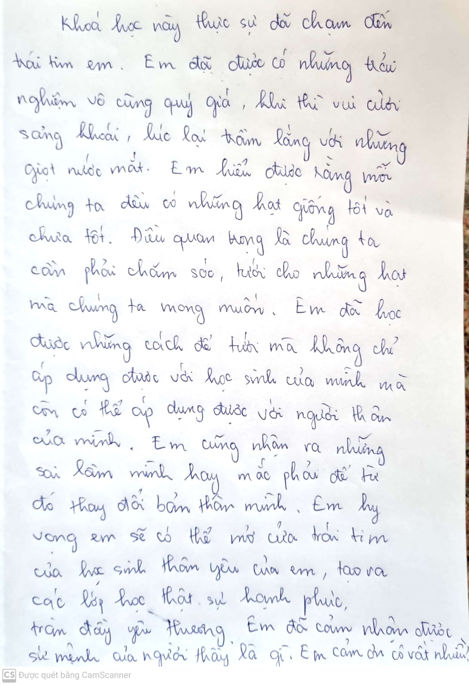 Thư viết tay học viên 23