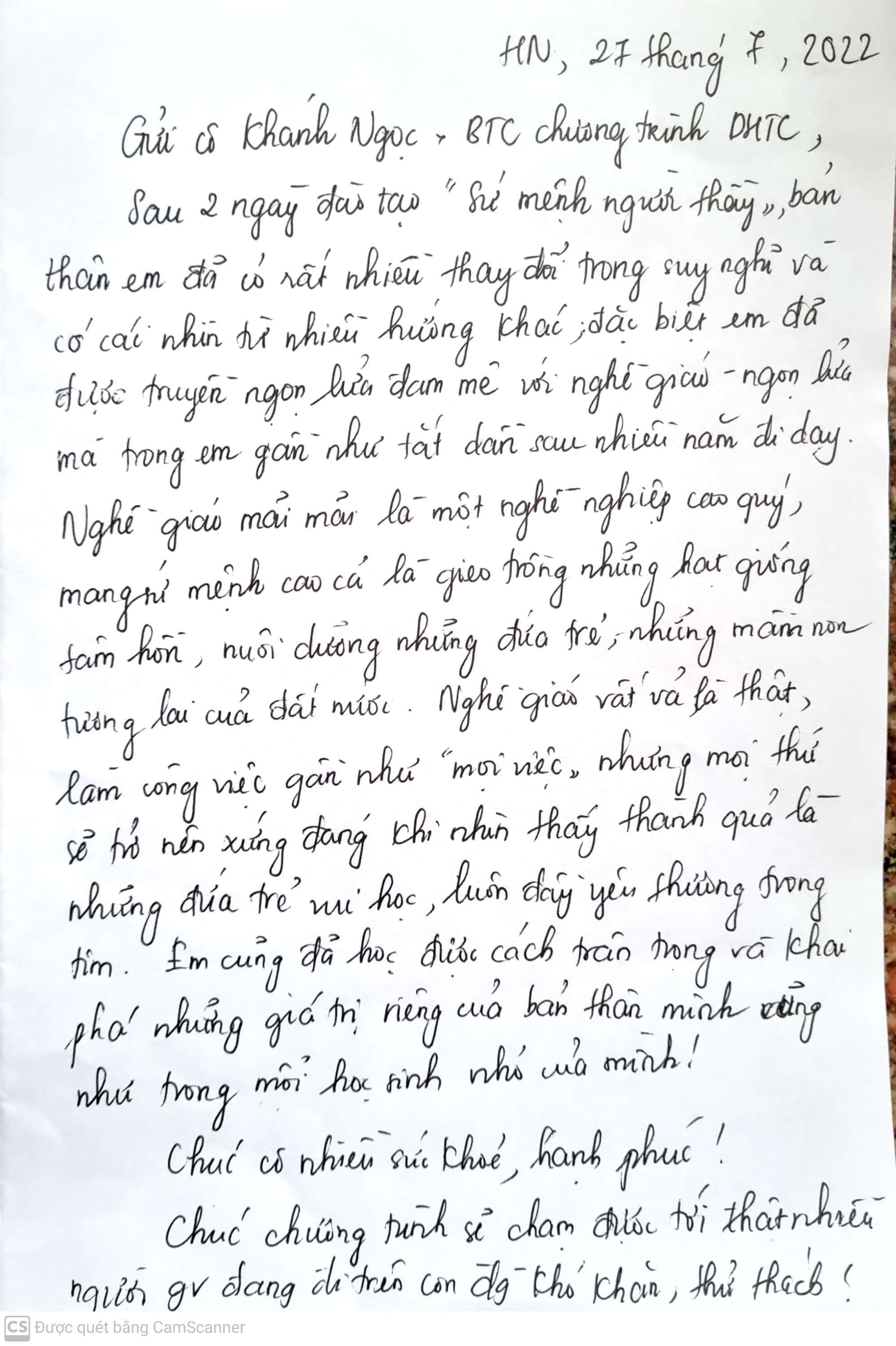 Thư viết tay học viên 25