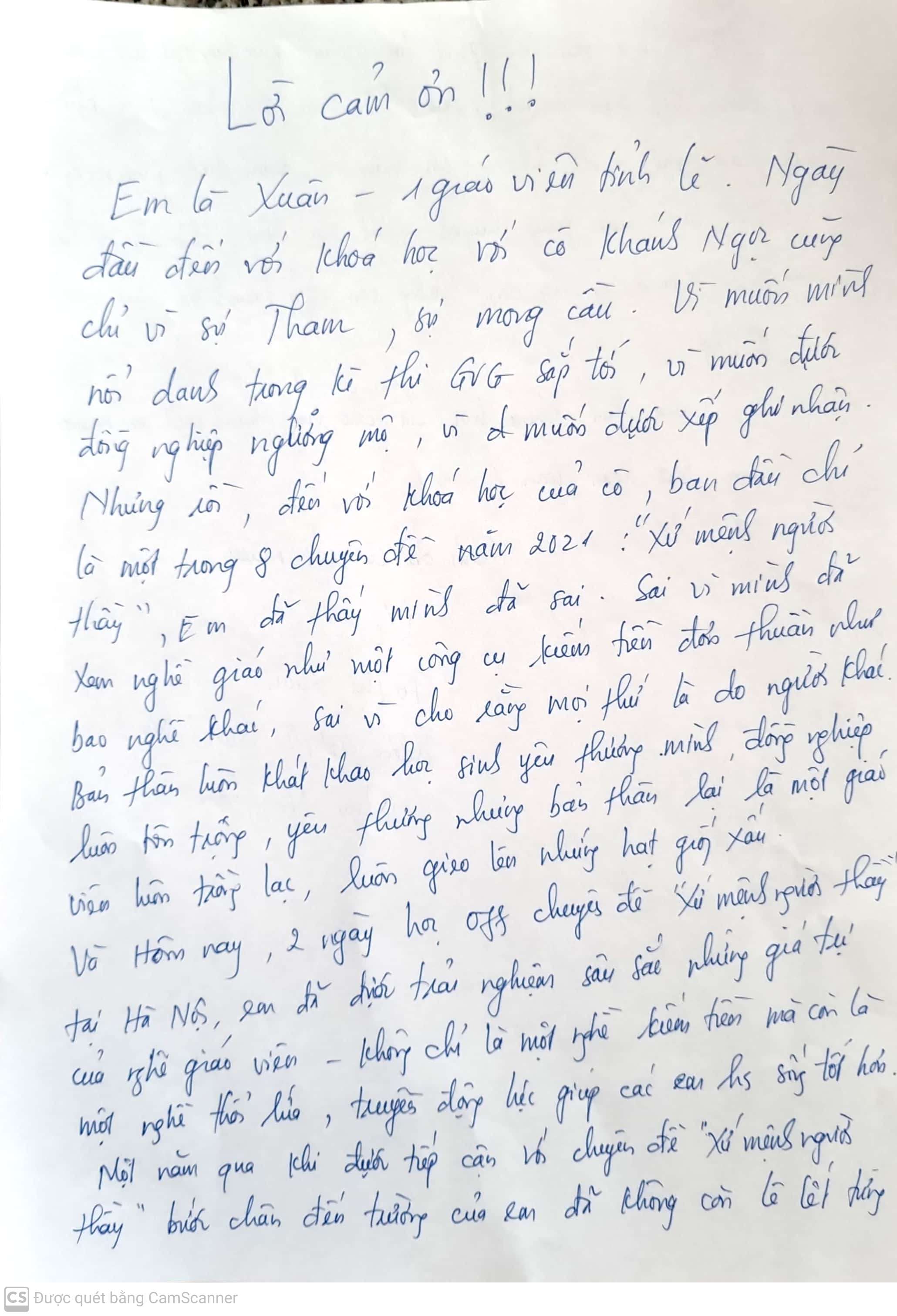 Thư viết tay học viên 26