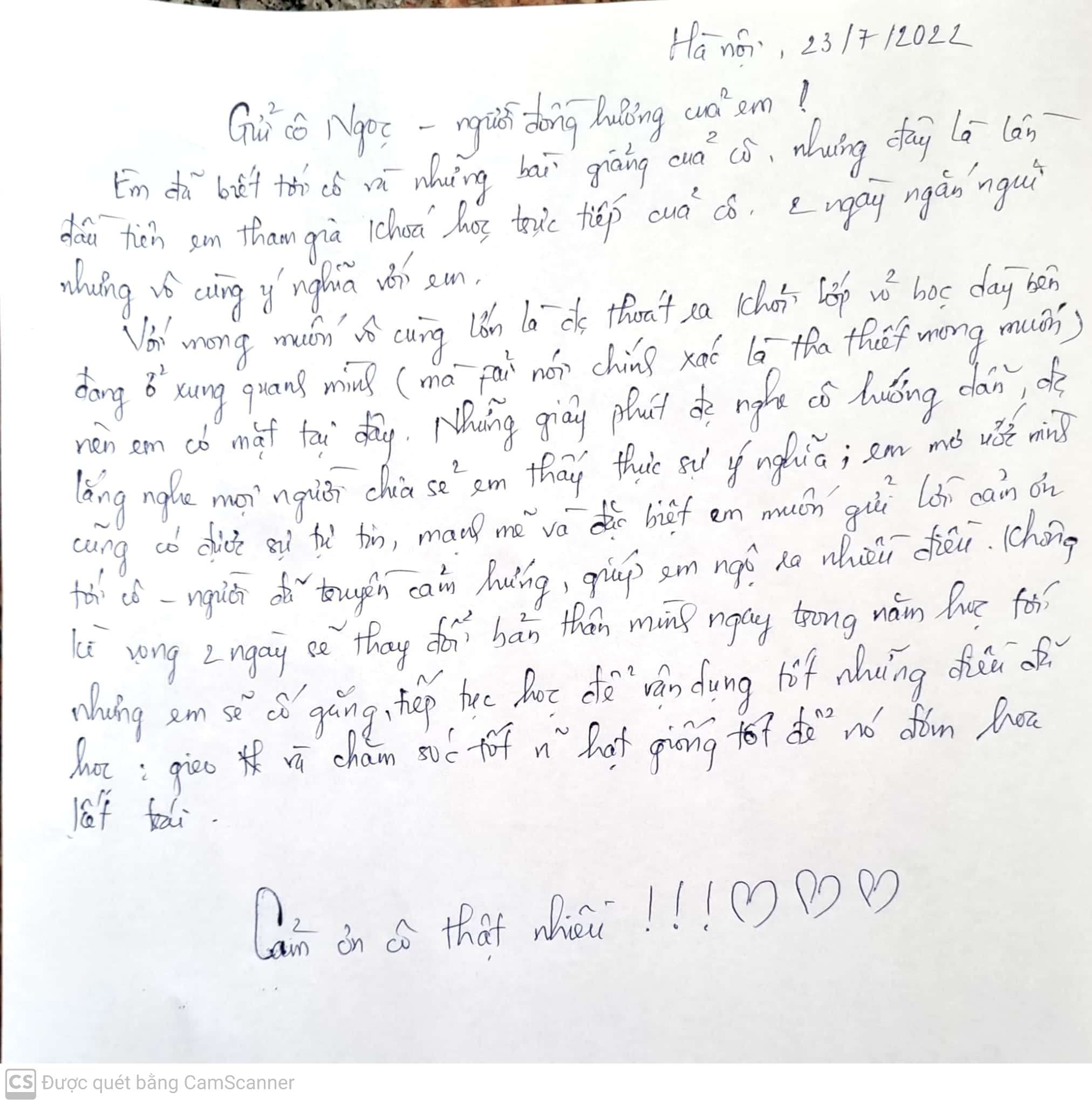 Thư viết tay học viên 29