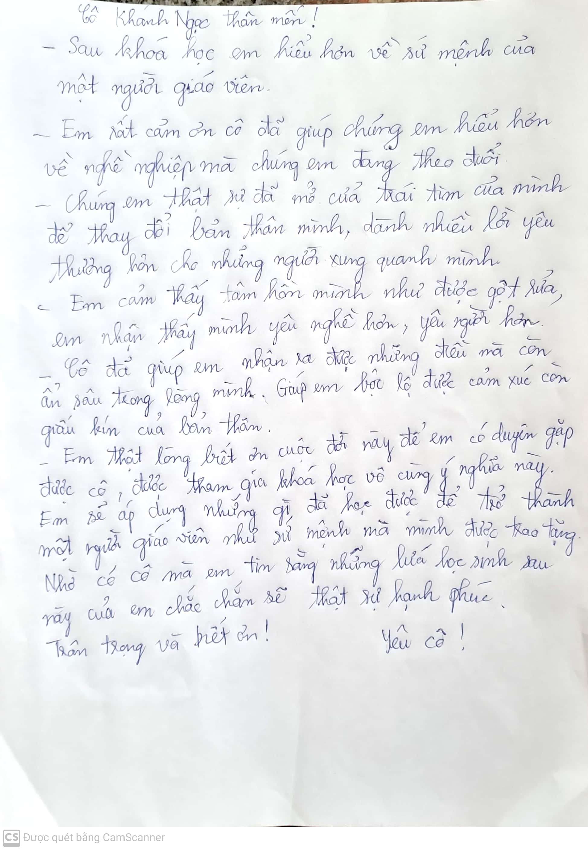Thư viết tay học viên 7
